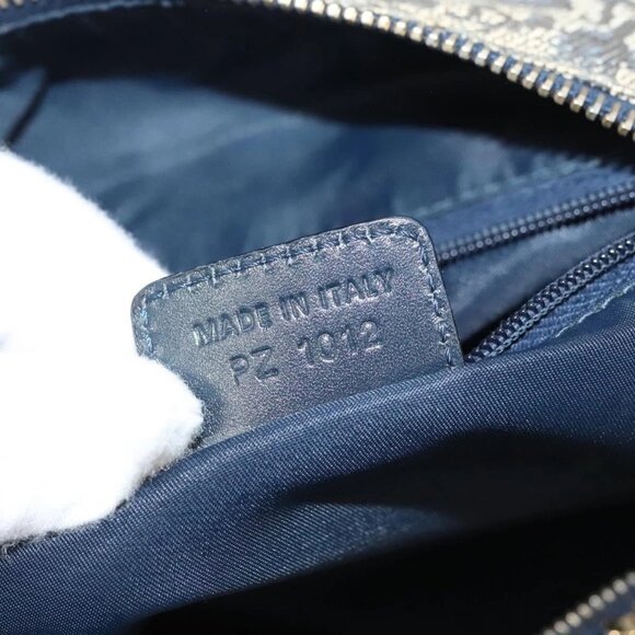 Christian Dior Trotter Canvas Boston Bag Navy Gold Auth 126426 - Picture 11 of 16